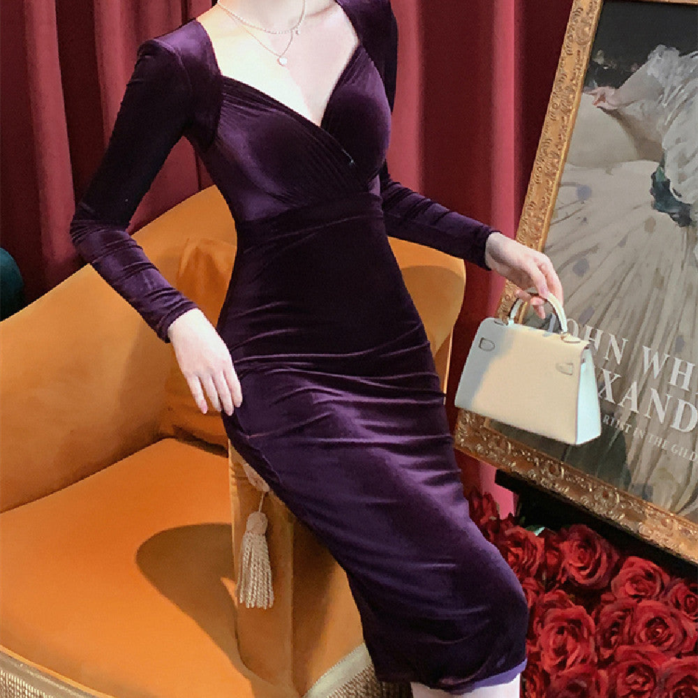 Purple Velvet Bottom Dress