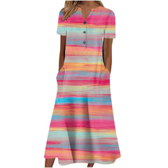 Casual Short Sleeved Long Midi Plain Dresses With Pockets