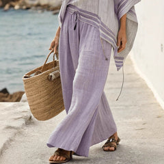 Resort-style Casual Top And Wide-leg Pants Set