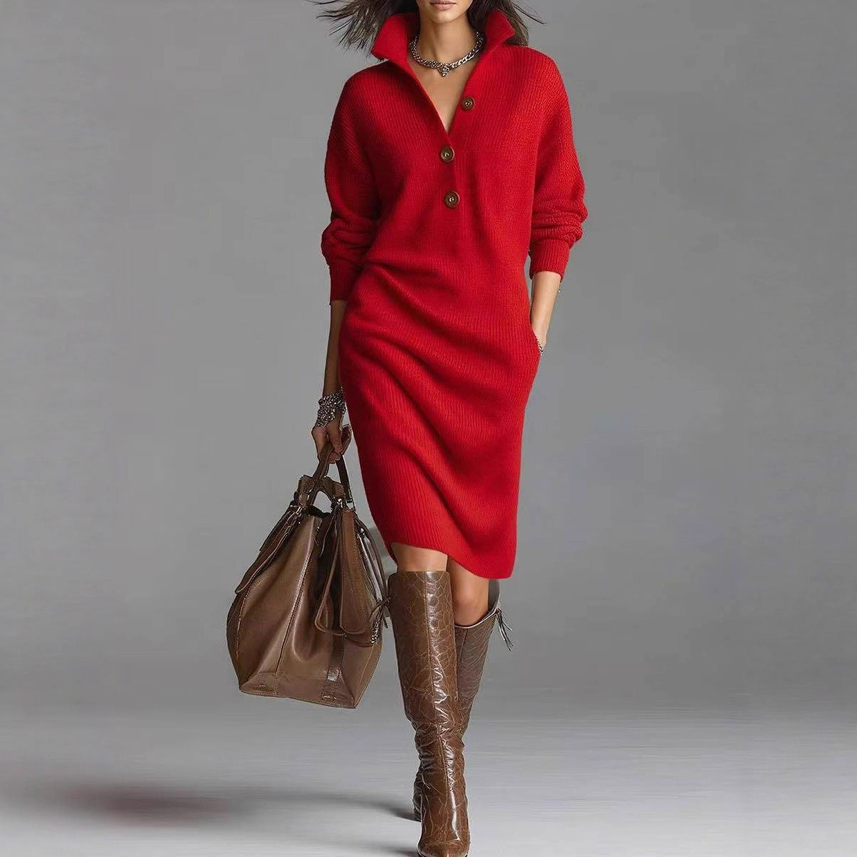 And Lazy Style Overknee Sweater Dress