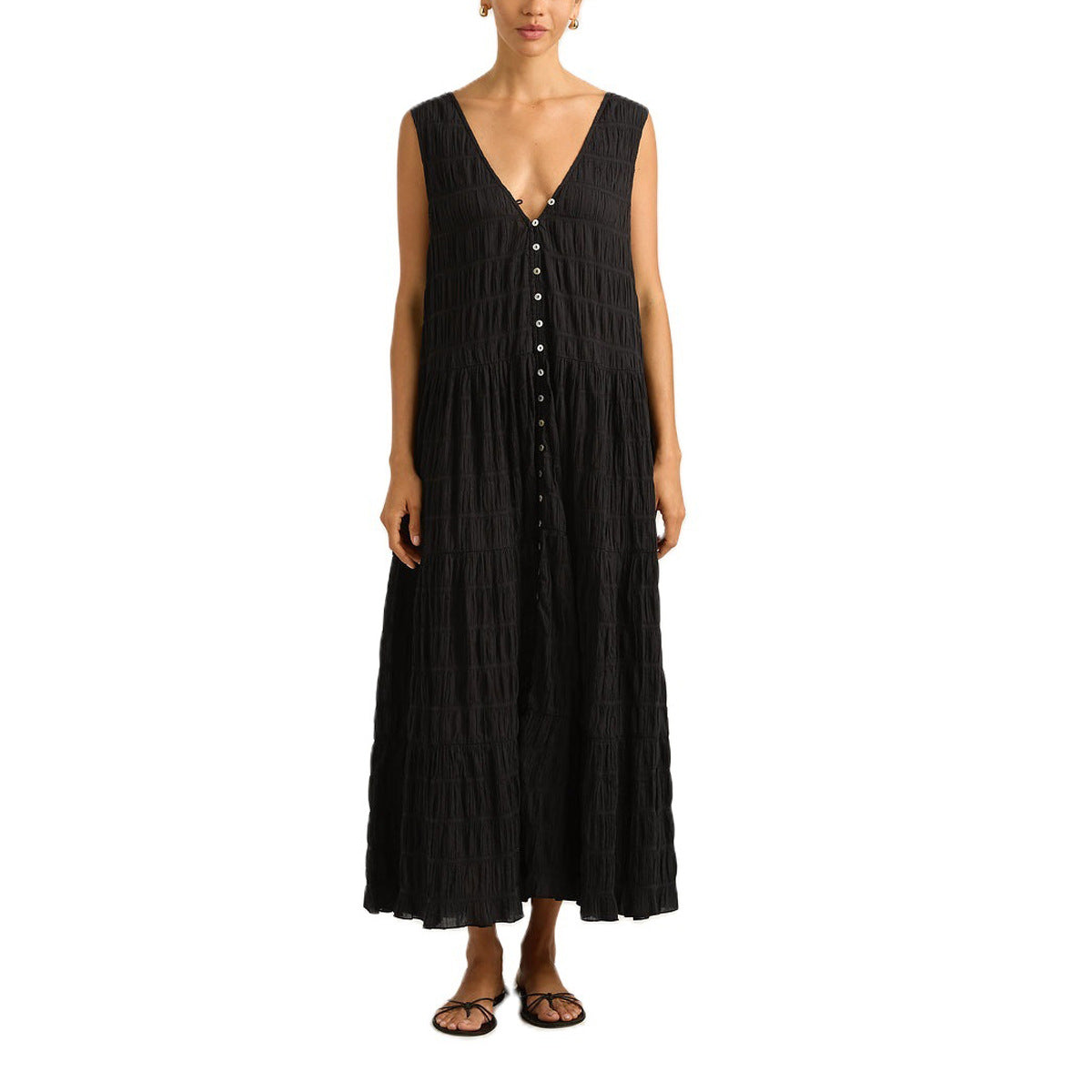 Solid-color Loose Sleeveless Chiffon Dress For Women