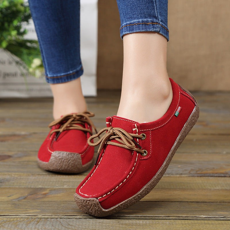 Lace-Up Flat Heel Loafers