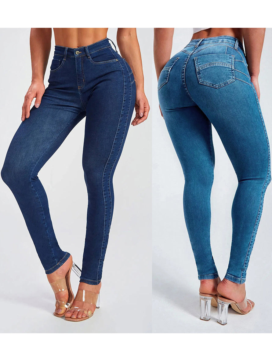 Slim fit pencil pants stretch high-rise jeans