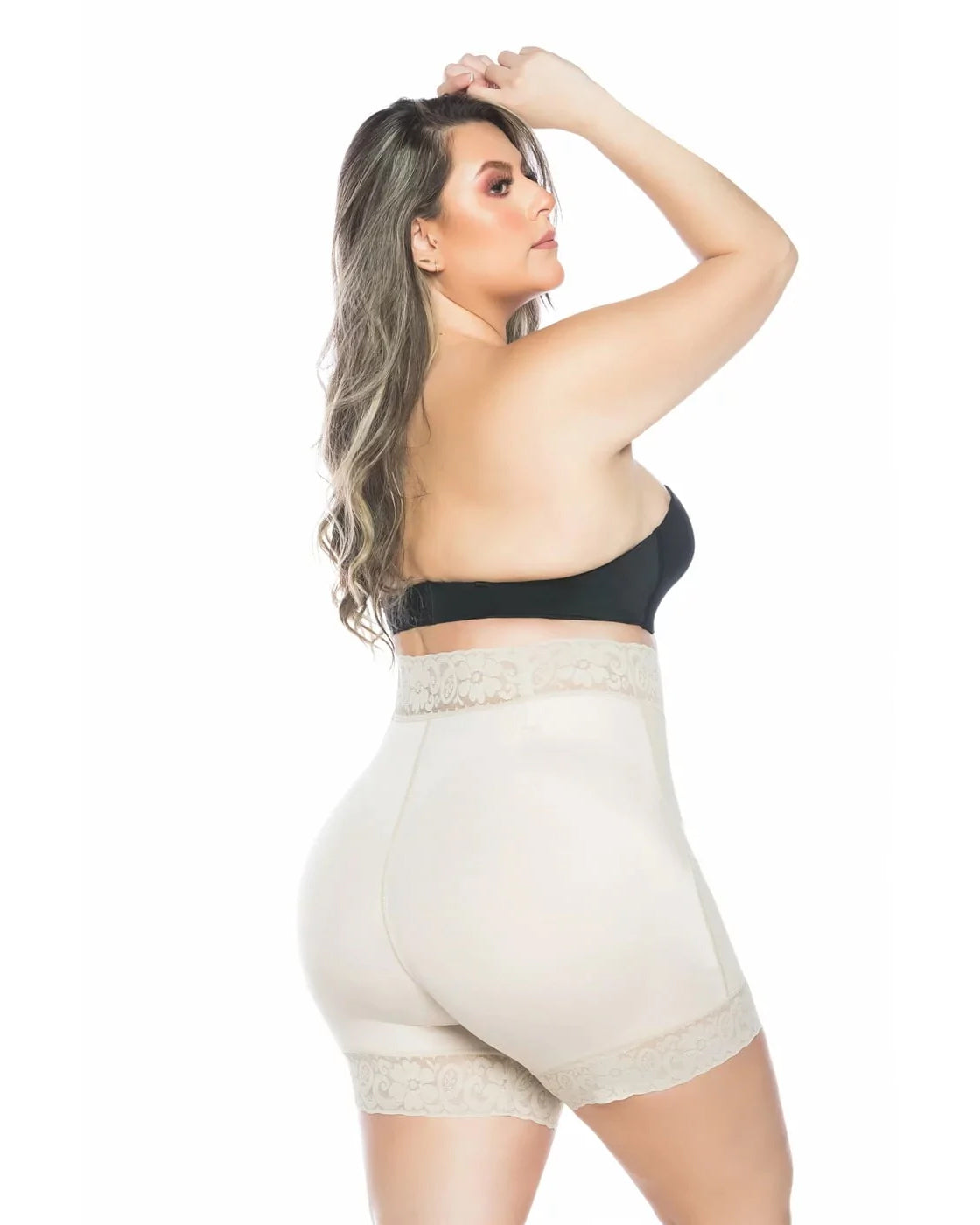 Double Compression High Waist Seamless Butt Lifting Lace Shaper Shorts with Bones