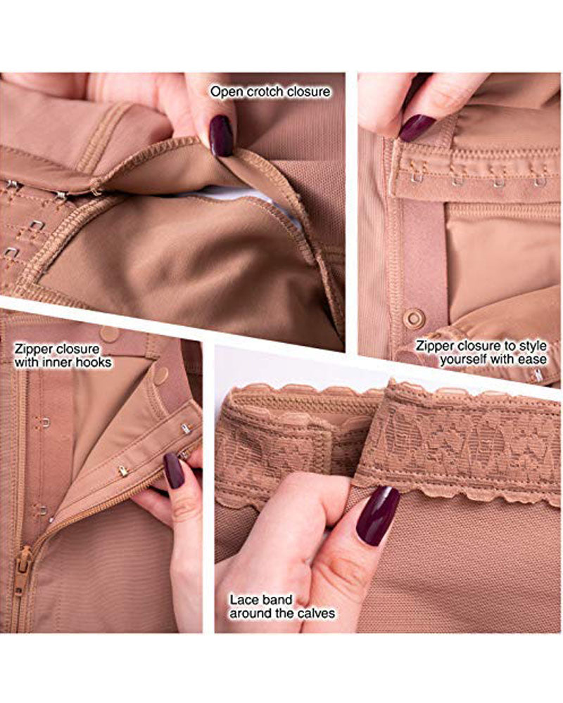 Bodysuit Bodyshaper Tummy Control Side Zipper Butt LiFter Breast Support Long Shaperwear