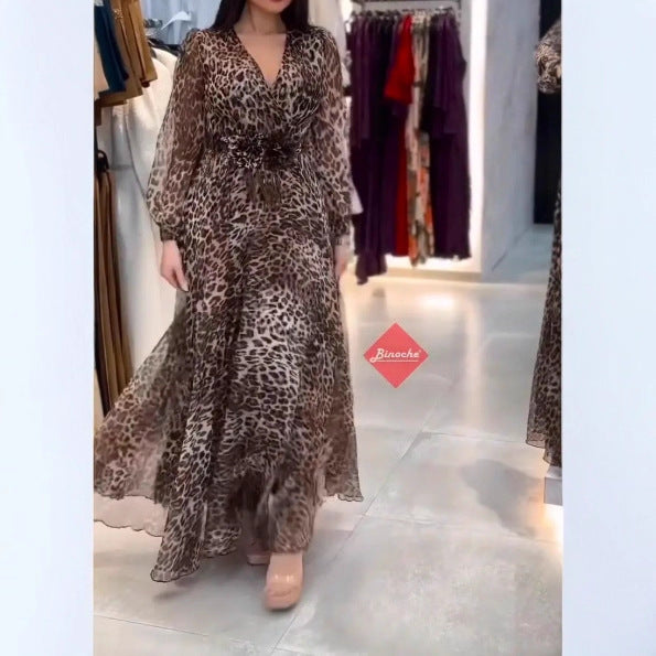 Womens Loose-Fit Slimming Long-Sleeve Dress