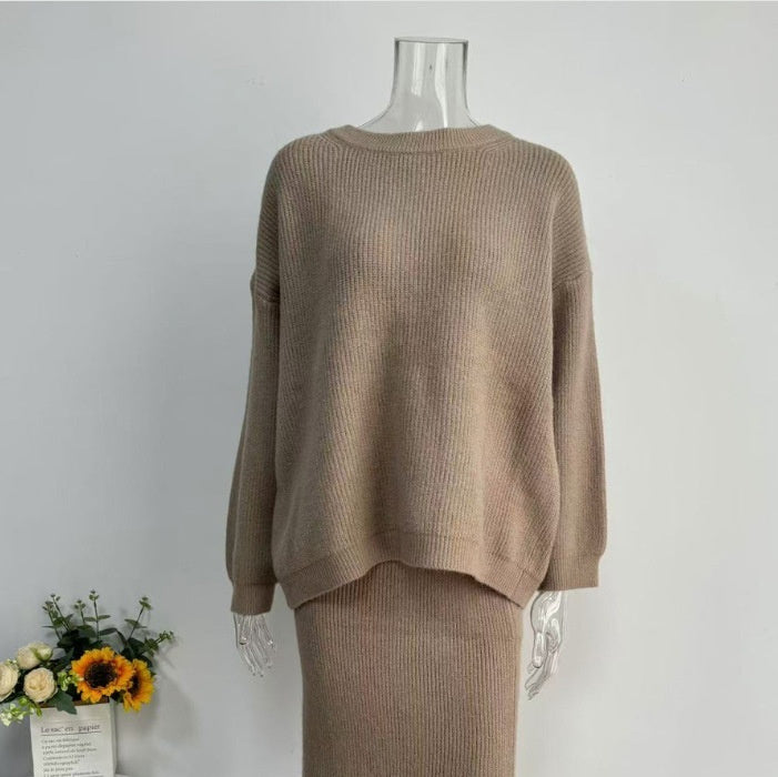 Knitted Overskirt Suit Sweater Split Hip Skirt Elegant