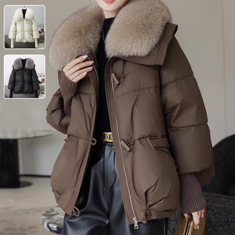 Down Cotton-padded Jacket Short Fur Collar Thickened Coat Clothing