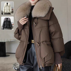 Down Cotton-padded Jacket Short Fur Collar Thickened Coat Clothing
