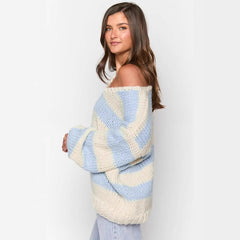 Fall Casual Loose Knitted Sweater Oblique Shoulder