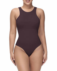 Shapewear Bodysuit for Tummy Control Tops High Neck Sleeveless Bodysuit Thong Sculpting with Removable Padding