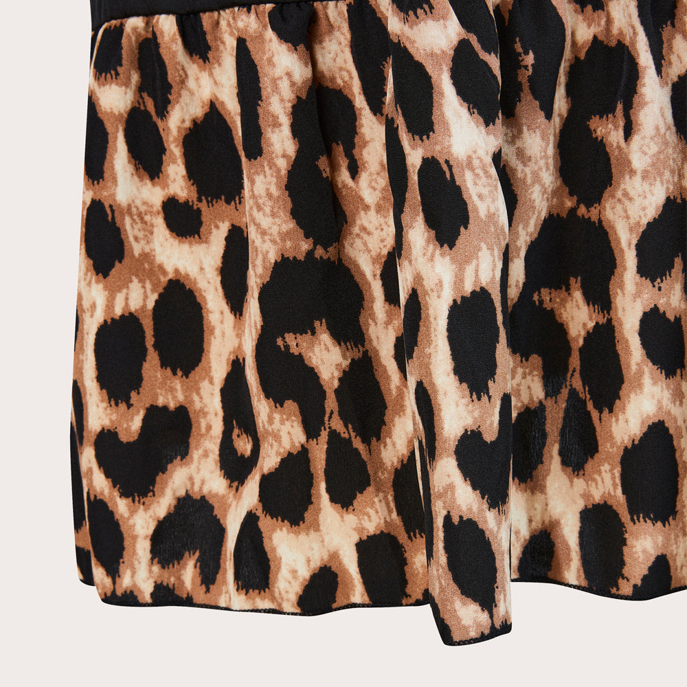 Plus Leopard Print Tunic Midi Shirt Dress