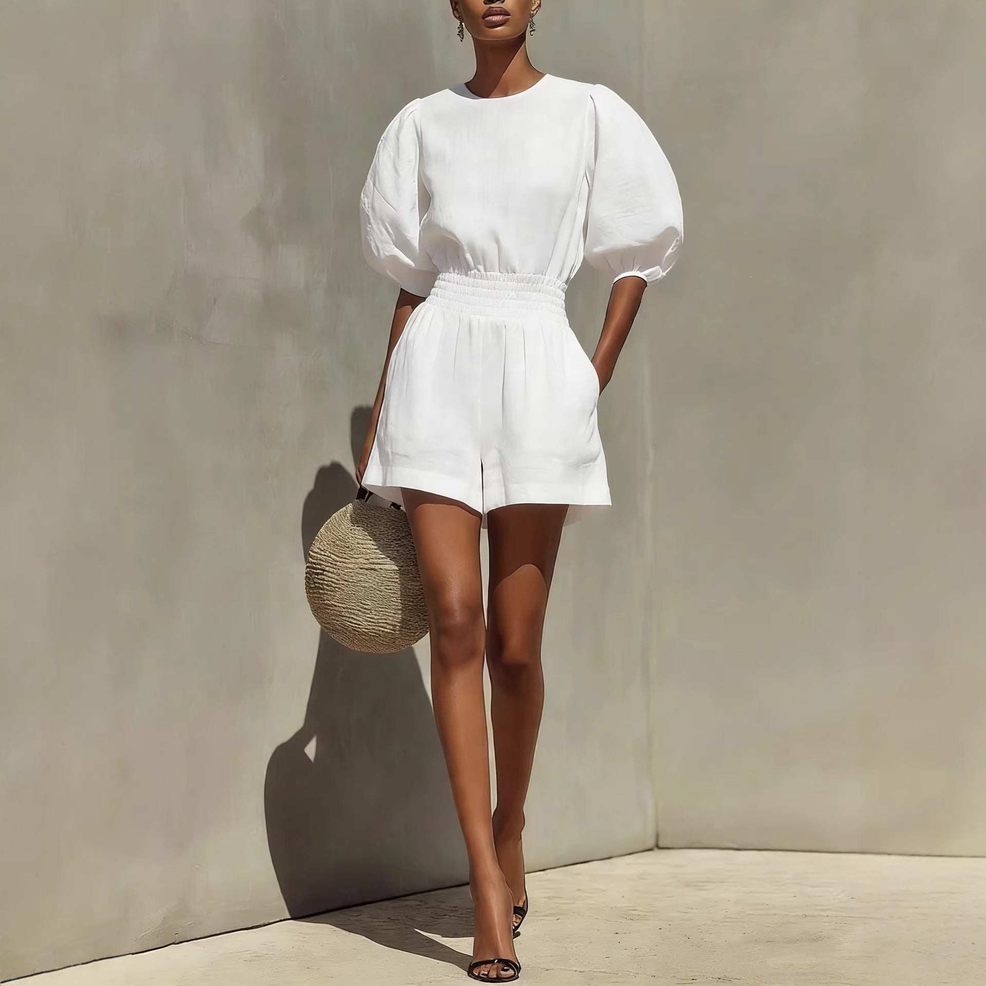 Puff-Sleeve Casual Comfortable Set