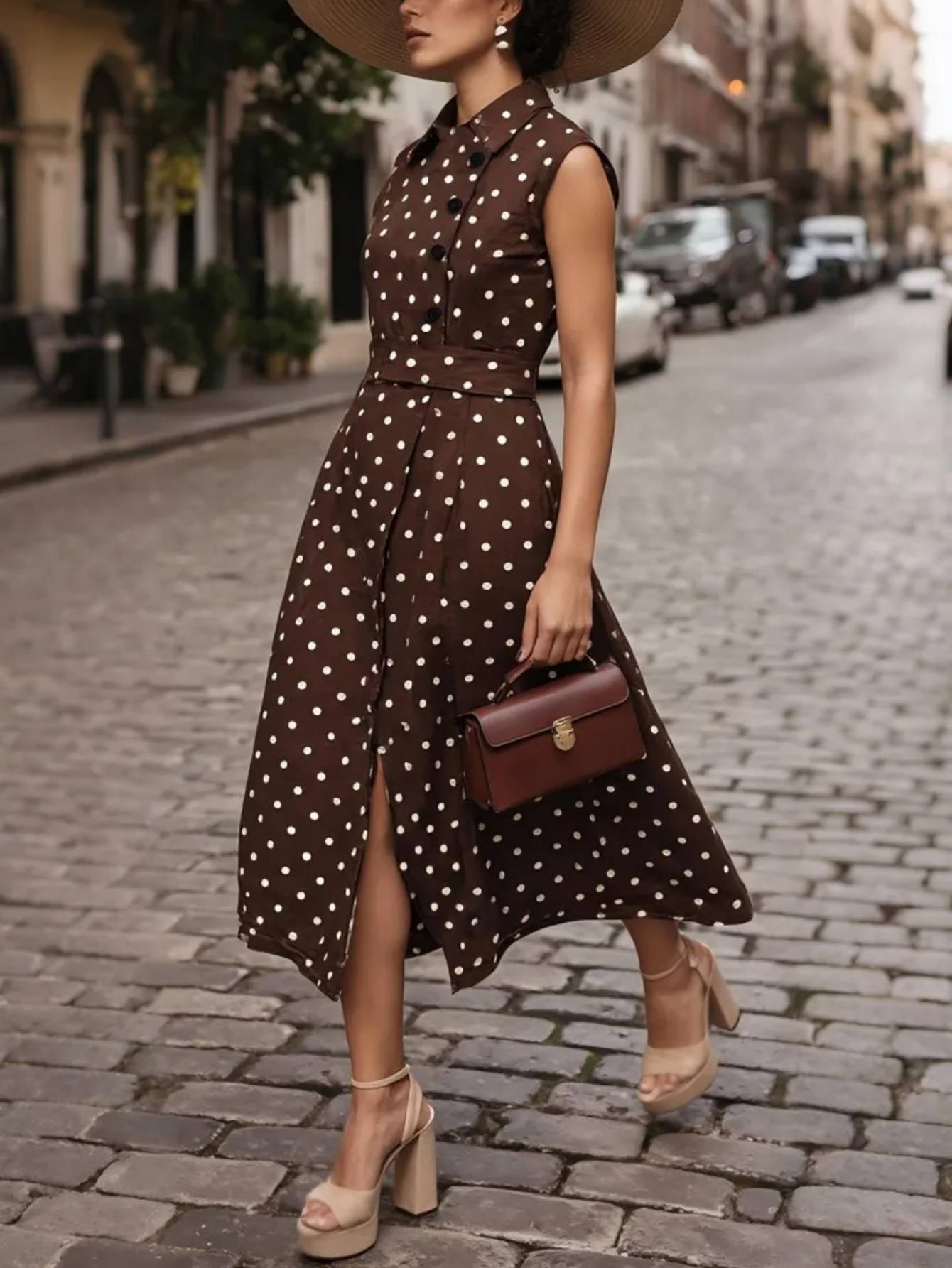 Polka-Dot Printed Casual Dress