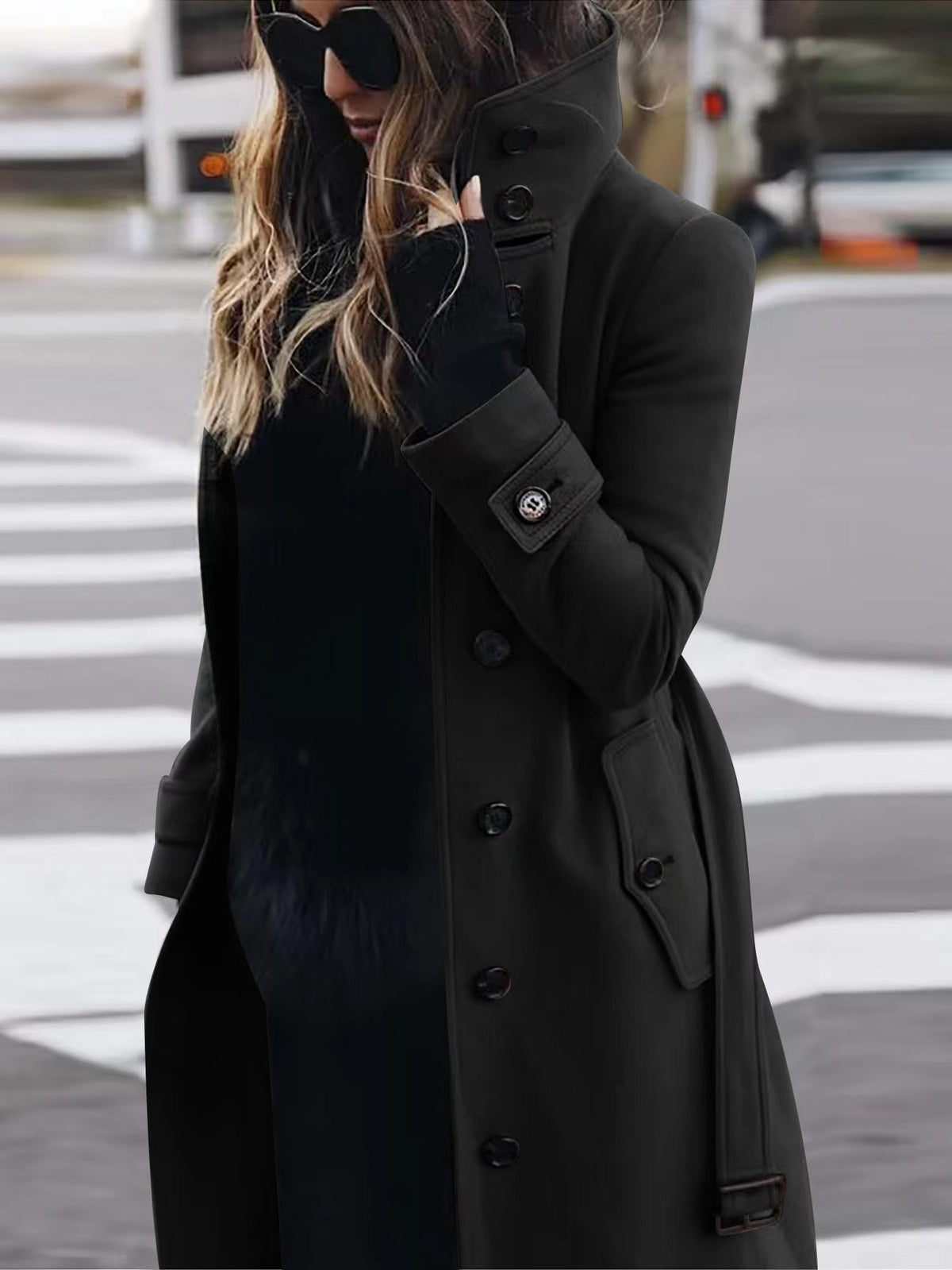 Woolen Coat Slim Fit Cardigan Large Coat Long Sleeve Single Breasted Stand Collar Woolen Coat