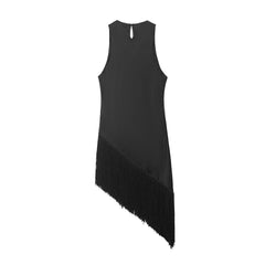 Sleeveless Tassel Dress Womens High-waisted