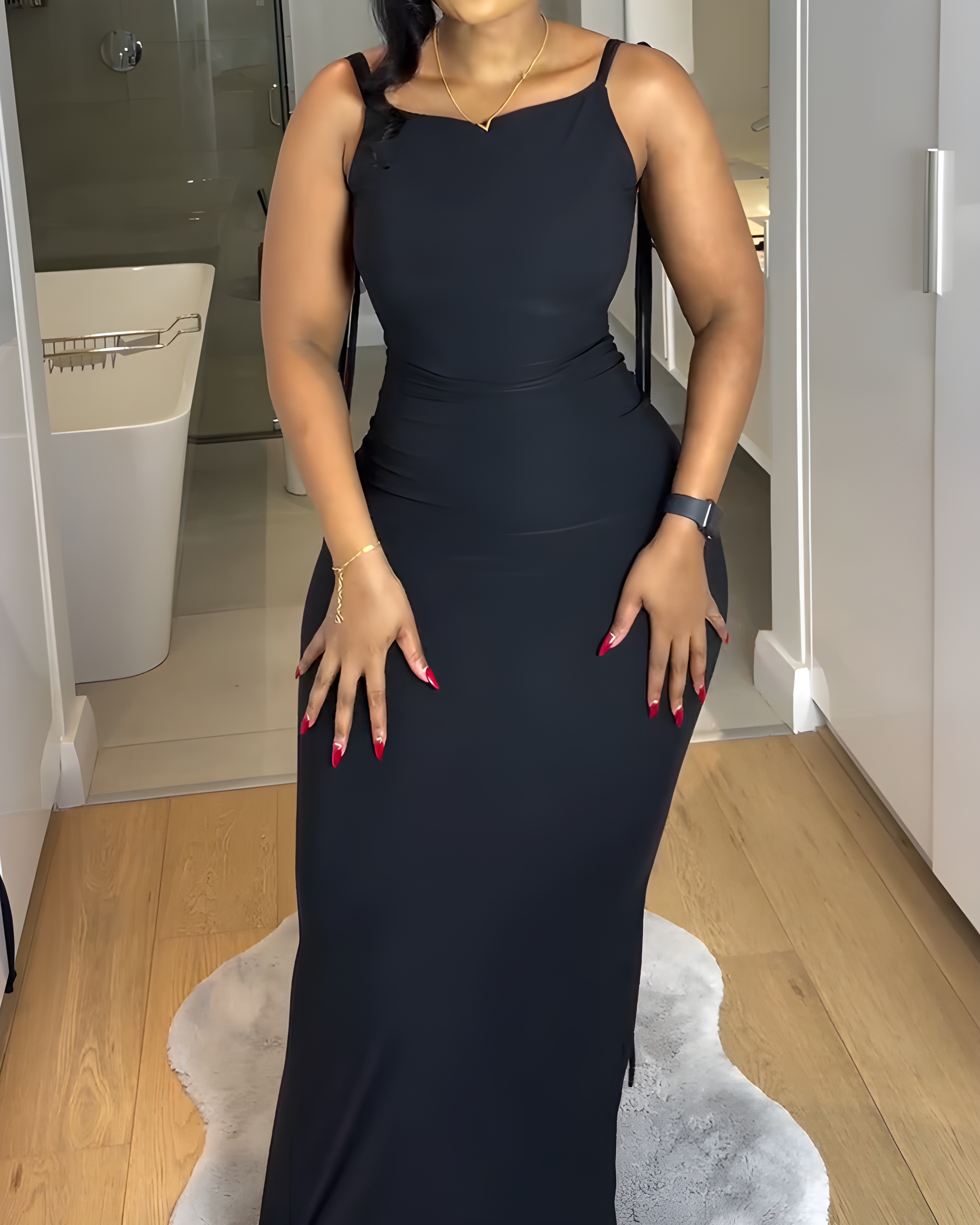 Fashionable Slim Slip Maxi Dress