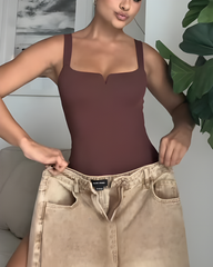 Seamless Square Neck Slimming Thong Bodysuit