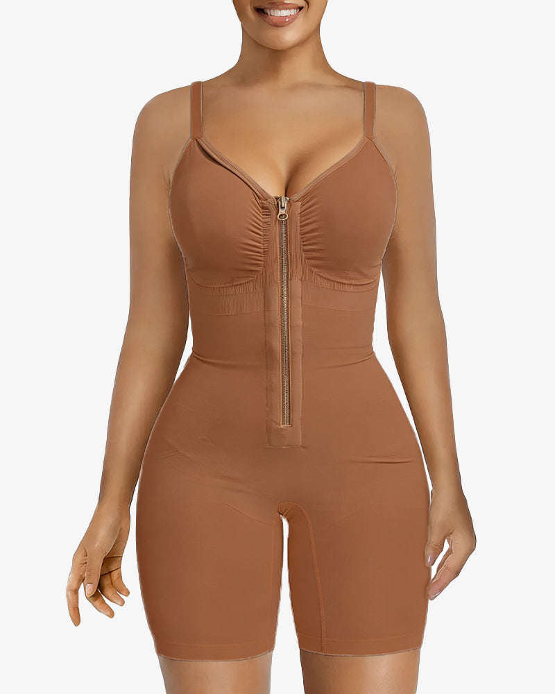 High Elastic Zipper Adjustable Straps Breathable Mesh Design Tummy Control Body Shaper