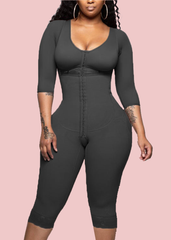 Bodyshaper For Hook And Eye Closure Long Sleeve Tummy Control Breast Support Bodysuit Shapewear