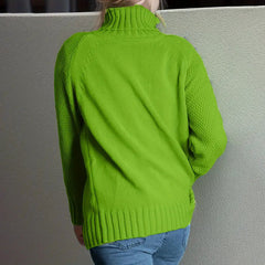 Loose Fit Mock Turtleneck Sweater For Women, Fall Trendy Long Sleeve Knit Pullover Tops