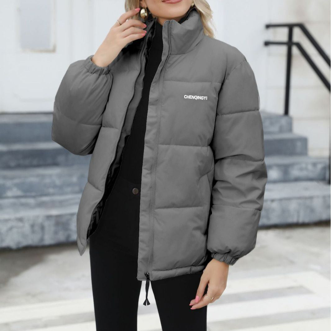 Coat Casual Windproof Down Cotton Coat Warm Thickened Jacket Solid Outwear All-match Loose Tops Clothing