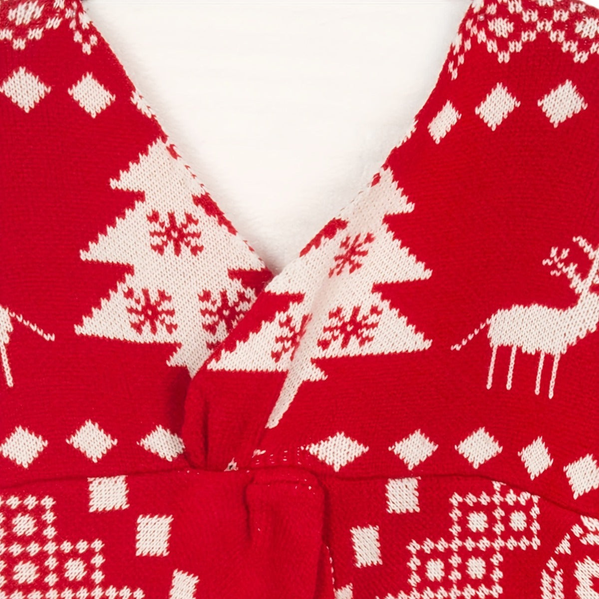 Backless Off-shoulder Christmas Snowflake Pattern Long-sleeved Sweater