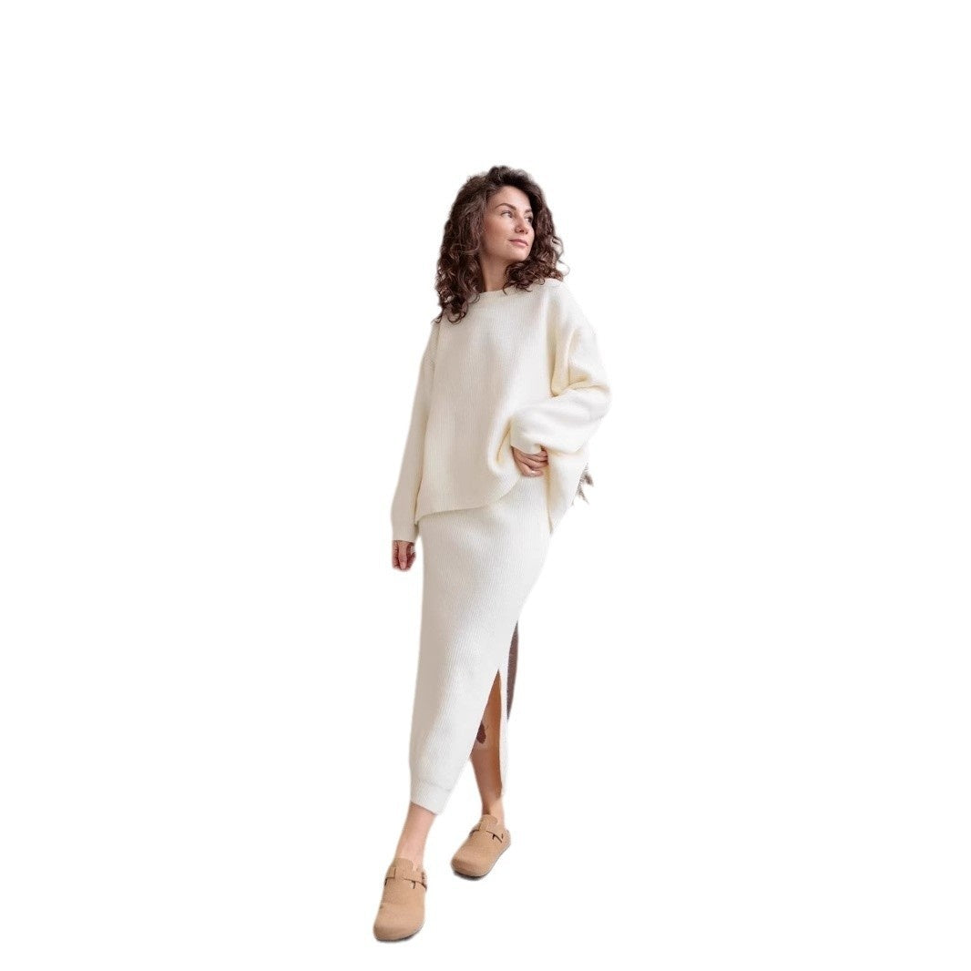 Knitted Overskirt Suit Sweater Split Hip Skirt Elegant