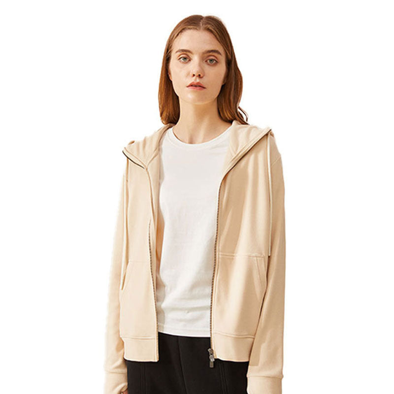 Fall Coat Double Zipper Hooded Long Sleeve Warm Cardigan Women
