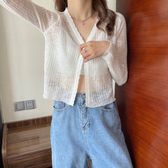 Very Fairy Blouse, Ice Silk Sunscreen Sweater, Small Cardigan, Thin Section, Long-sleeved Blouse Women