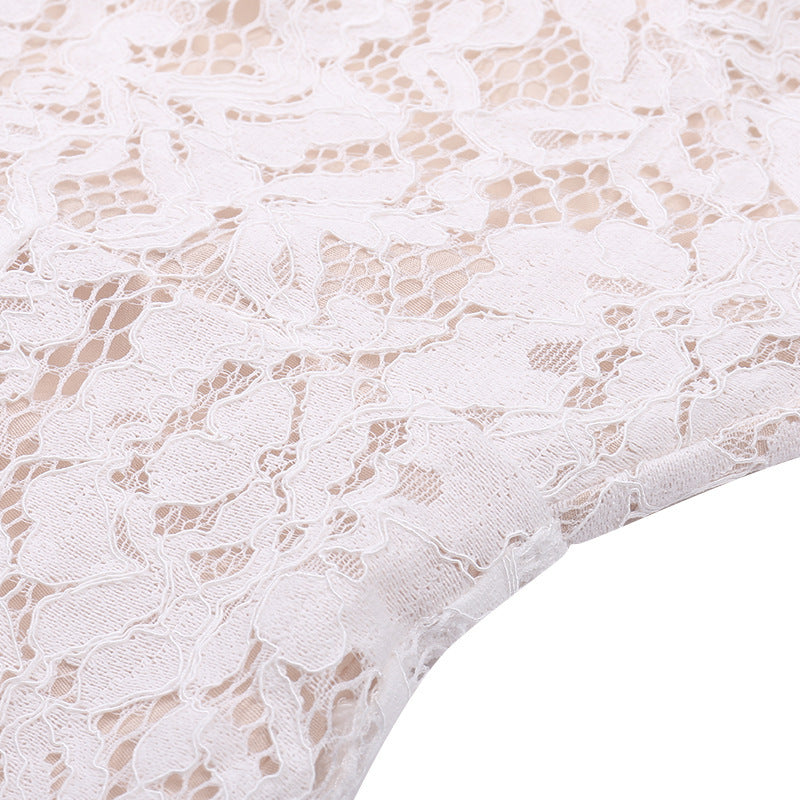 Elegant Solid Lace Cutout Dress Back Dress