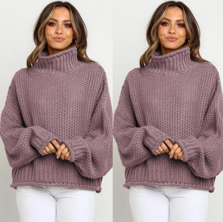 Fall Pullover High-neck Loose-fitting Sweater