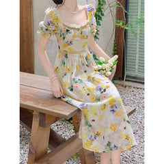Yellow Floral Dress For In Summer