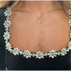 Elegant Square Neck Long-sleeved Dress With Flowers Rhinestone Design A-line Short Dresses Spring Clothing For Women