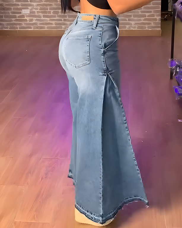 Slim-Fit Loose Wide-Leg Jeans
