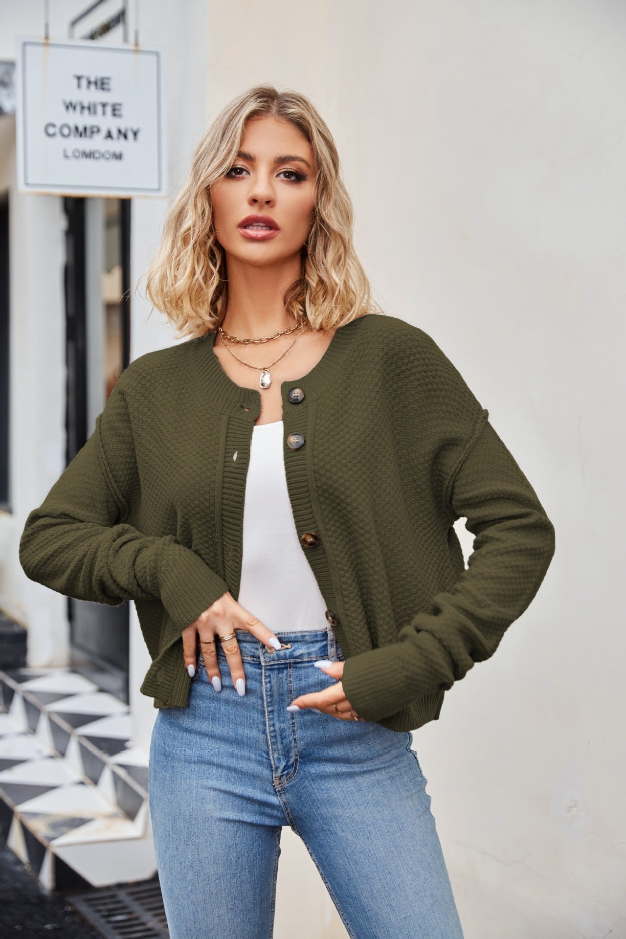 Knitted Cardigans Tops For And Single Button Commuter Knitted Cardigan Jacket