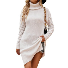 Long Lapel Knitted Dress Hollow Split Sweater Women