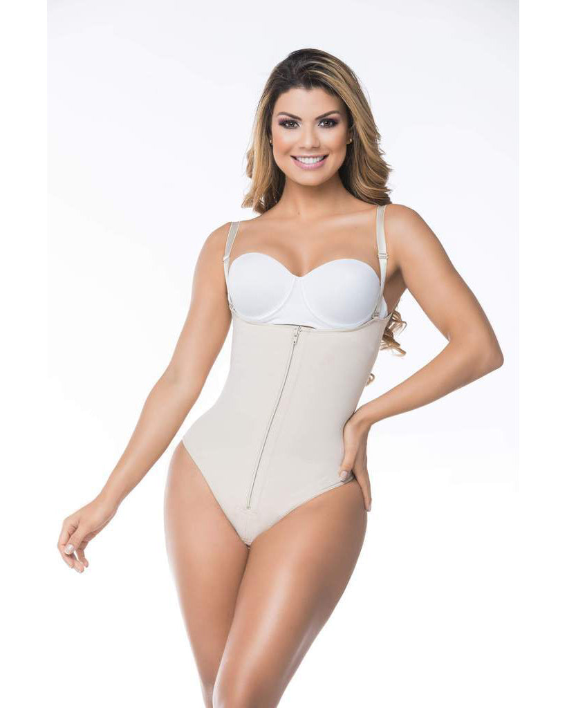 Shapewear Bodysuit Adjustable Shoulder Straps Zipper Control Body Shaper Fajas