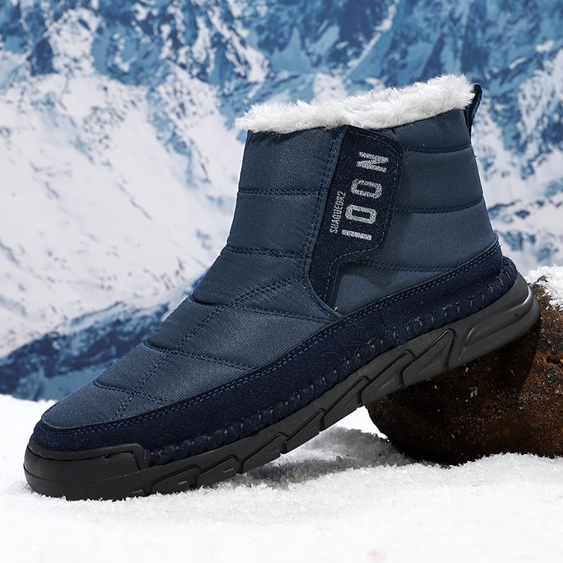 Plus-size Mens Snow Waterproof Non-slip Cotton Boots With A Warm