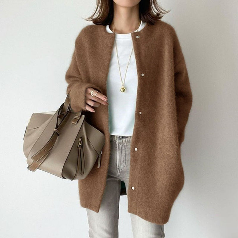 Ins Single Breasted Cardigans Solid Color Knitted Jacket Spring Clothing