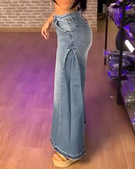 Slim-Fit Loose Wide-Leg Jeans