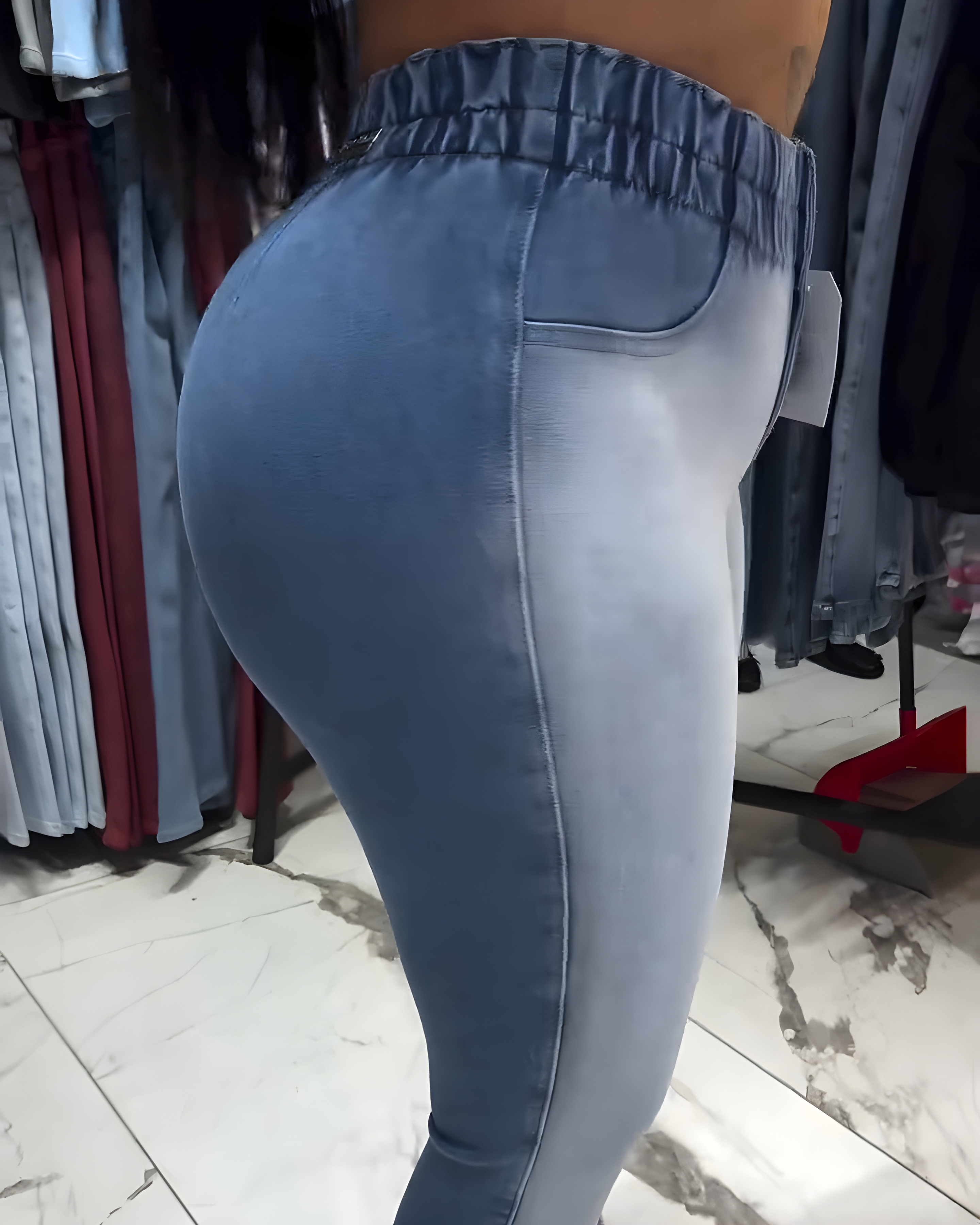 Double-Breasted Button-Down Skinny Jeans