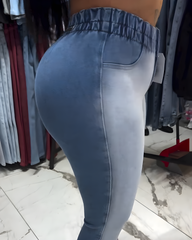 Double-Breasted Button-Down Skinny Jeans