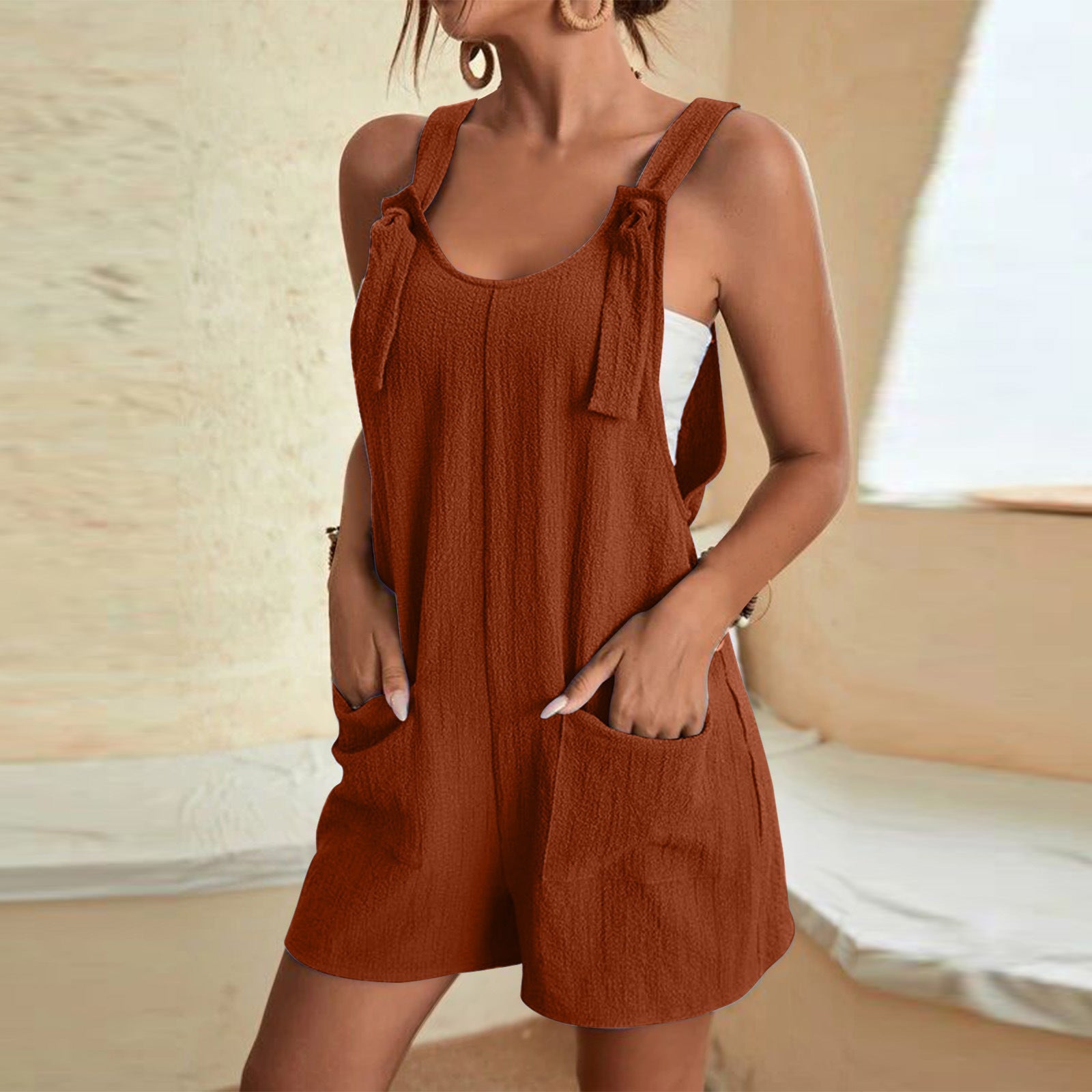 Solid Color Camisole Jumpsuit â€?Casual One-Piece
