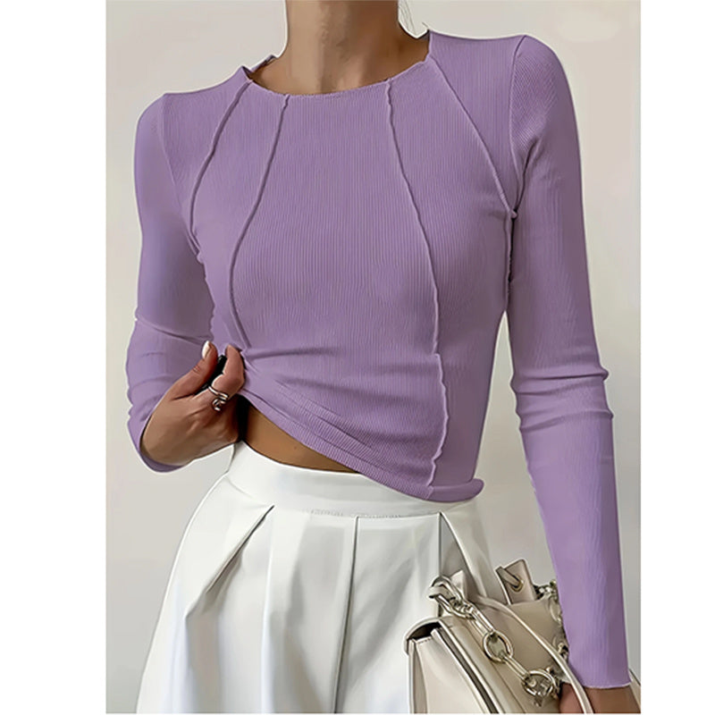 Long Sleeve T Shirts Crewneck Slim Fit Tops Going Out Fall Basic Tee