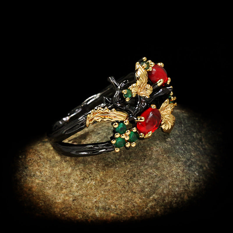 Trendy Colorful Flower Angel Two-Tone Ring For Cross-Border Jewelry