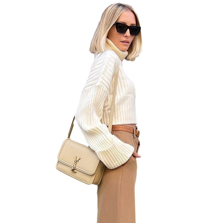 Turtleneck Sweaters Clothing Striped Short Style