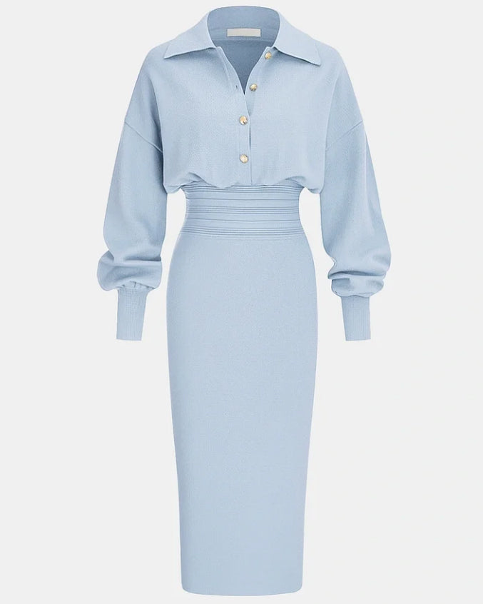 Cinched Waist Knit Shirt Dress