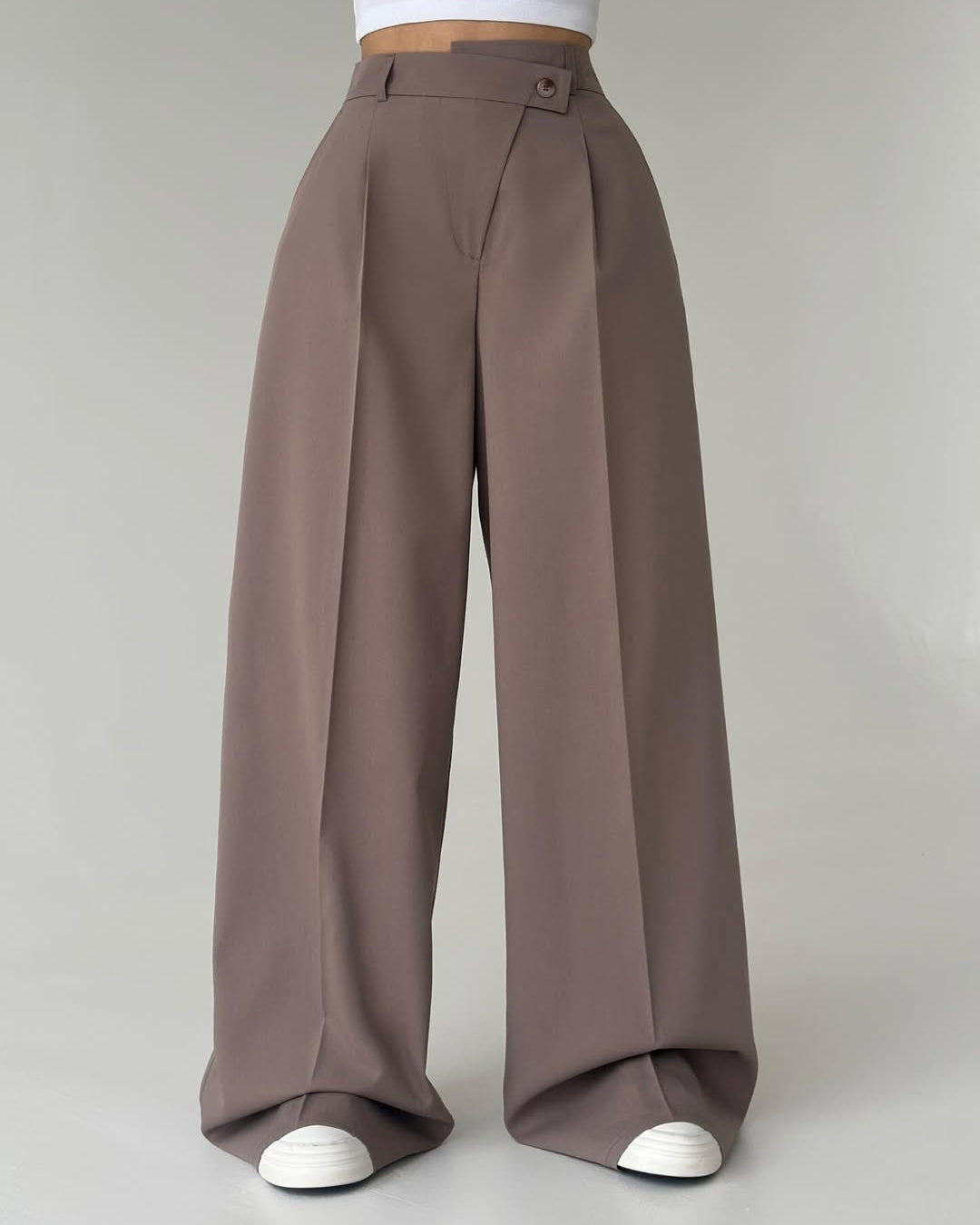 High-Waisted Wide-Leg Pleated Trousers for Women