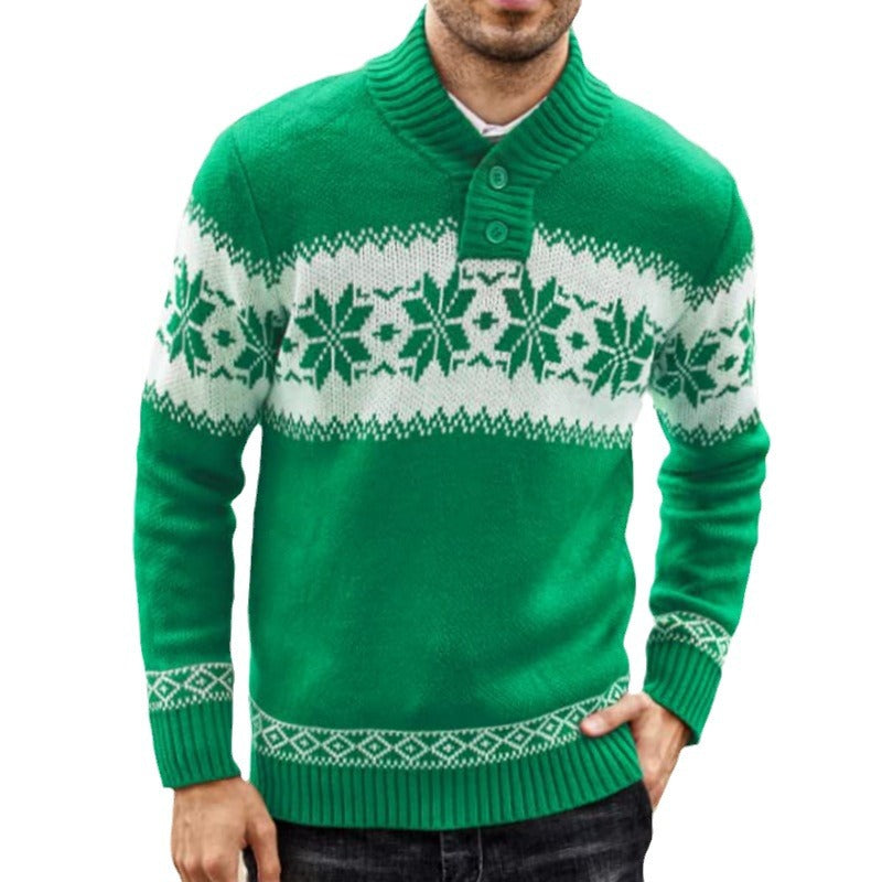 Men's Pullover Sweater And Long Sleeved Christmas Casual Jacquard Knitted Sweater Clothing For Men
